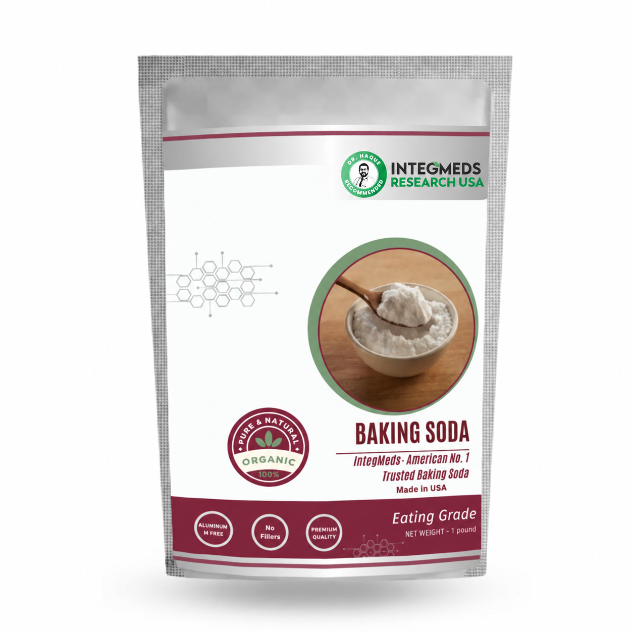 Baking Soda USP Eating Grade – INTEGMEDS – 1lb Pouch BPA Free