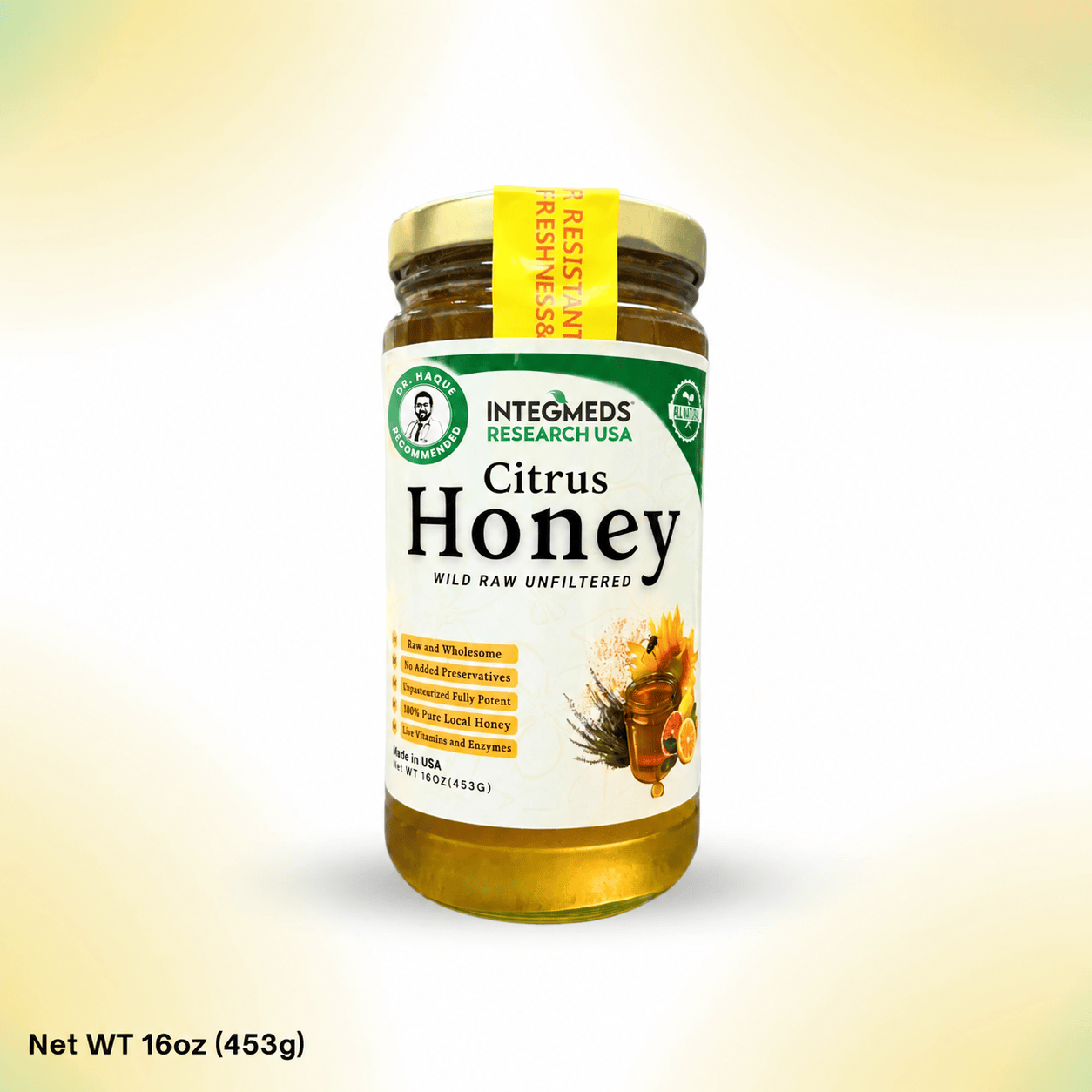 Wild Harvest Citrus Honey 100% Raw & Unfiltered 16oz Jar